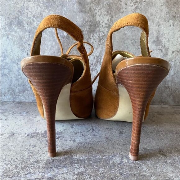 GUESS Heels Peep Toe Sling Back Gwnitty Suede Shoes 8 - Picture 4 of 12